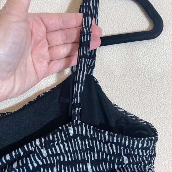 The Limited Dress Sz Med Black Print Babydoll Tank Ruffle Sweetheart Front - Picture 7 of 11